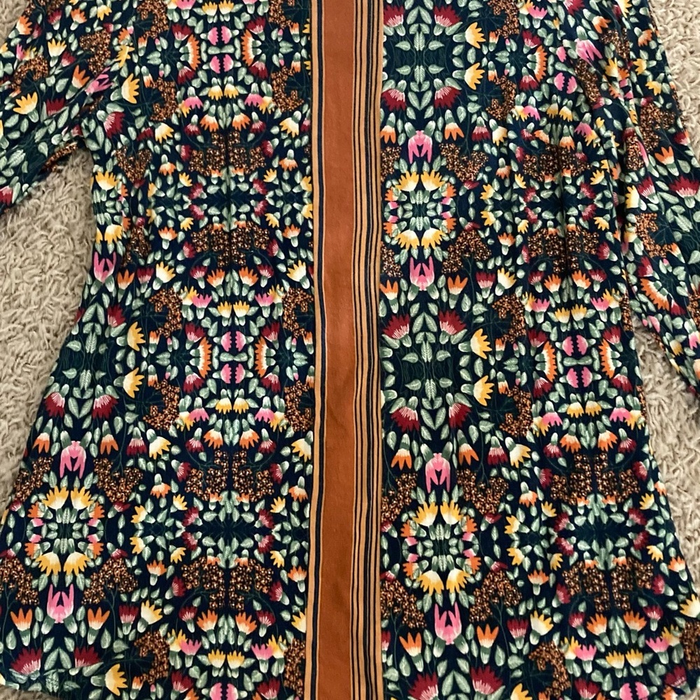 Matilda Jane Multicolor Floral Top with Brown Accent